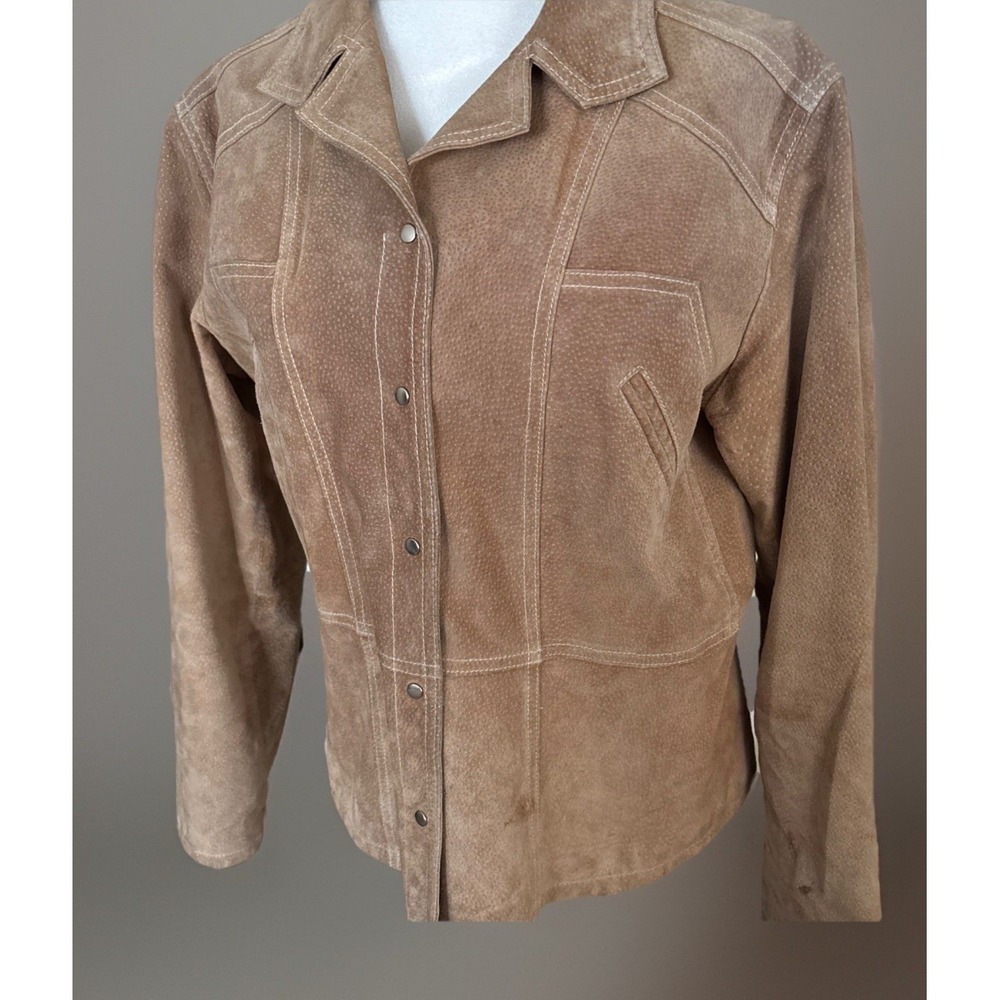 Vintage 90s Wilsons Leather Maxima suede jacket in a tan/brown color Size XL